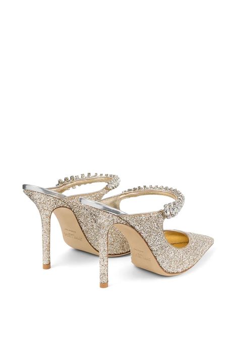 Bing Mules in Sand Glittered Fabric JIMMY CHOO | BING 100 PZFSAND
